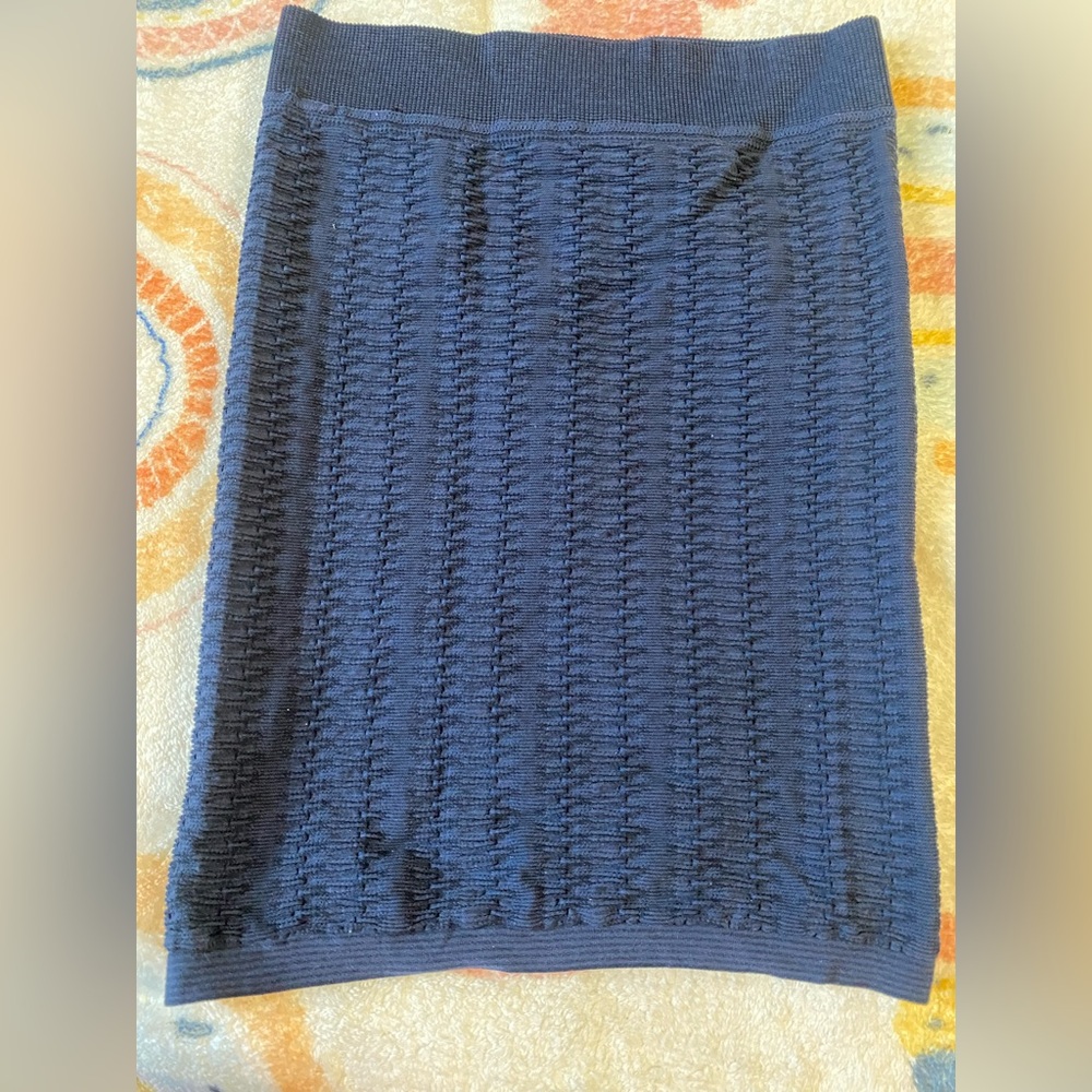 BCBGeneration Textured Navy Pencil Skirt